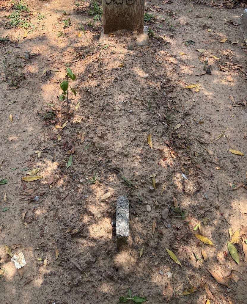 Grave cleaning before and after example